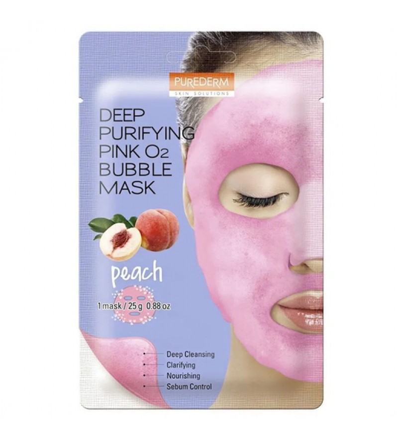 Máscara de Burbujas Purederm Rosa Intenso Deep Puifying Pink O2 Bubble Mask ADS 386 “Peach”