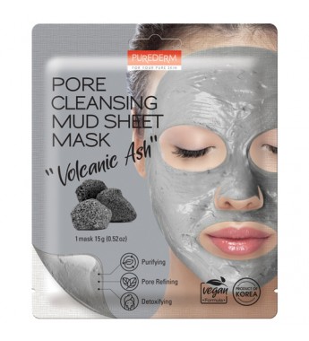 Mascarilla de barro Purederm Pore cleasing mud sheet mask ADS 832 “Volcanic Ash” - (1Mask)