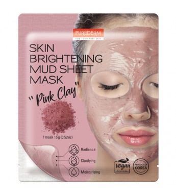 Mascarilla de barro Purederm Skin Brighteninng Mud Sheet Mask “Pink Clay” ADS 834 - (1Mask)