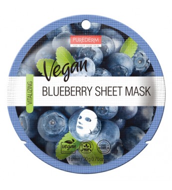 Mascara de Blueberry Purederm Vegan Sheet Mask ADS 873 (1 Sheet)