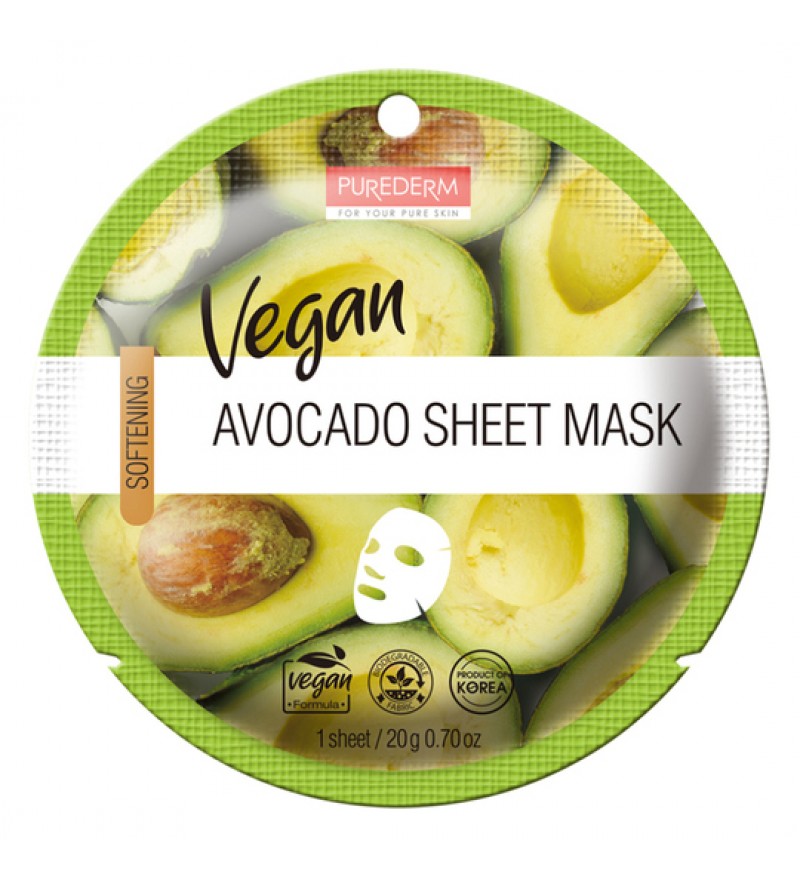 Mascara de Aguacate Purederm Vegan Avocado Sheet Mask ADS 861 (1 Sheet)