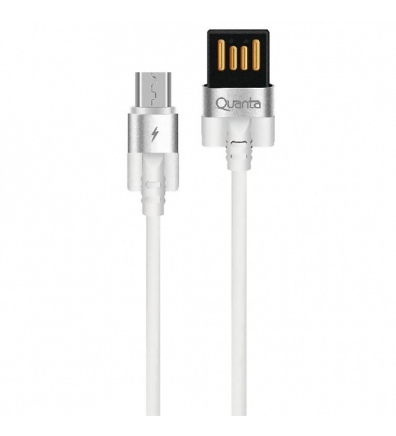Cable Quanta Essentials QTCMU50 USB a MicroUSB 3A (1 metro) - Blanco/Negro