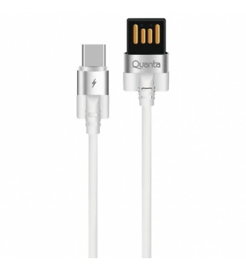 Cable Quanta Essentials QTCUTC50 USB a USB Tipo-C 3A (1 metro) - Blanco/Negro