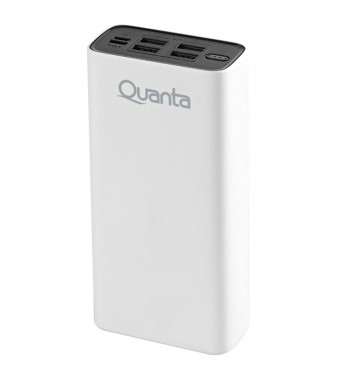 Cargador Portátil Quanta QTCP30 con 4 Entradas USB/30000mAh - Blanco