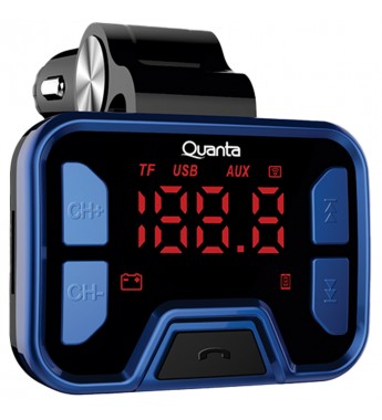 Transmisor Bluetooth Automotriz Quanta QTFMBT25 USB - Negro/Azul