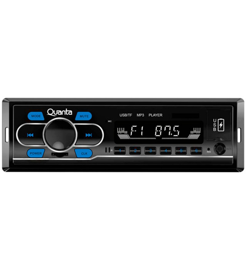 Reproductor de MP3 Automotriz Quanta QTRRA73 con Bluetooth/USB/MicroSD - Negro