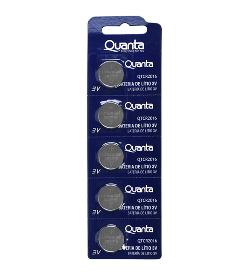 Batería Quanta QTCR2016 Litio 3V/5 Unidades