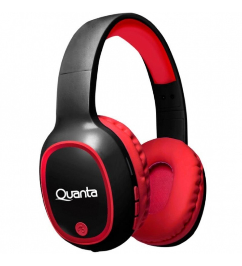 Auricular Quanta Bluetooth QTFOB75 con Micrófono/Driver de 40mm - Negro/Rojo