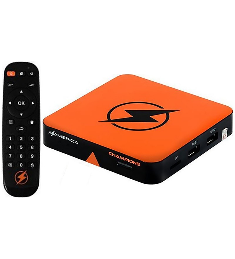 Tv Box Azamerica Champions 4K 8GB FHD Wi-Fi/Android 7.1/Bivolt - Negro/Naranja