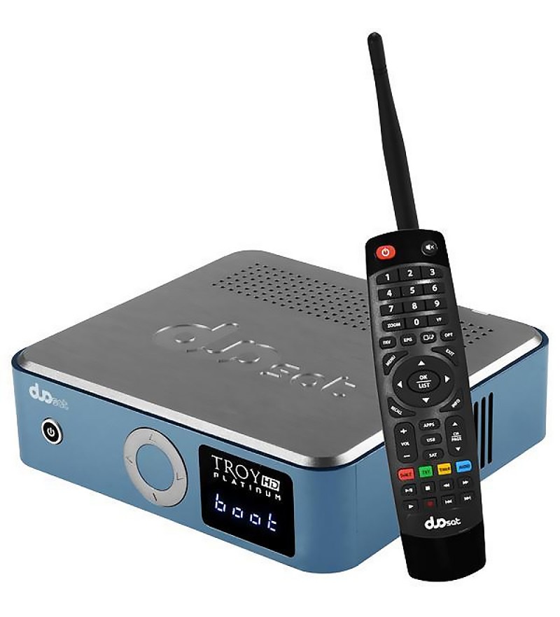 Receptor FTA DuoSat Troy HD Platinum FHD con Wi-Fi/LNB/HDMI/Bivolt - Azul/Plata