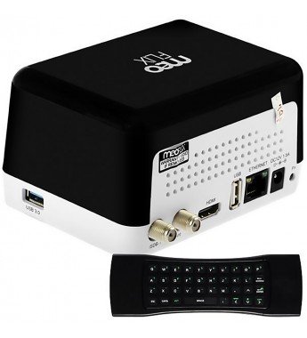 Receptor FTA Meoflix Qbic 4K UHD con 2/16GB Bluetooth/Wi-Fi/USB/HDMI/Bivolt - Blanco/Negro
