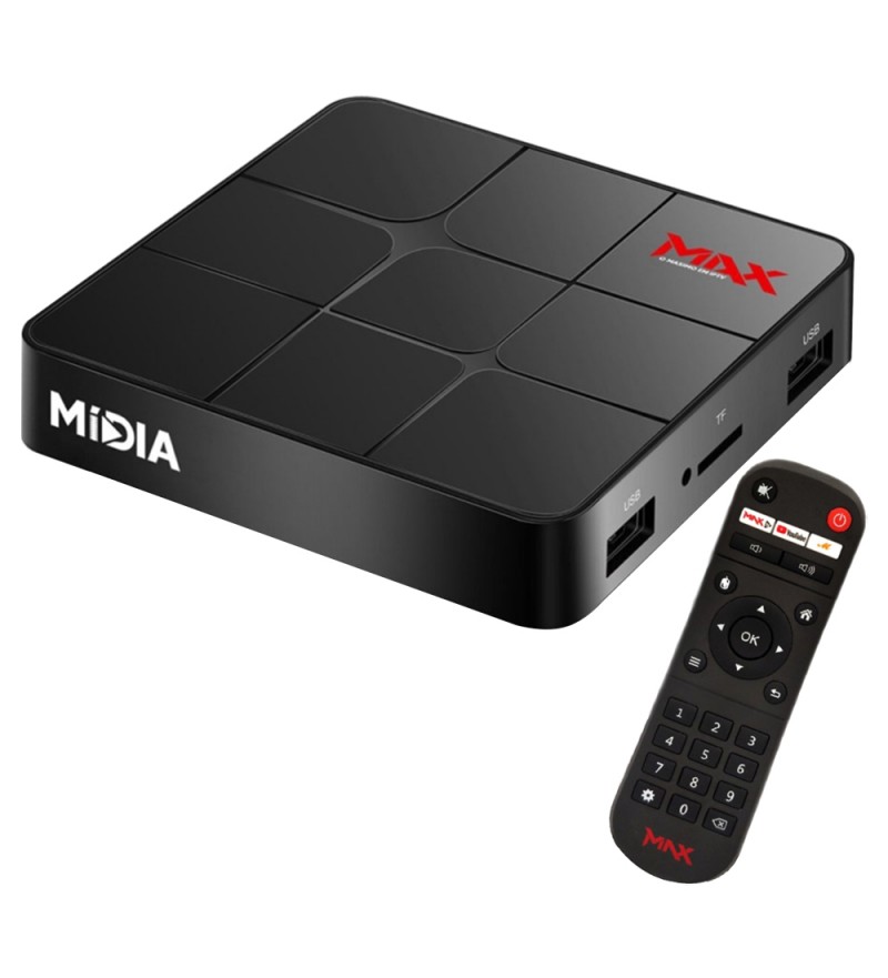 TV Box Midia Max 4K UHD Wi-Fi/Bluetooth/2GB RAM/16GB ROM/Bivolt/Android 7.1.2 - Negro