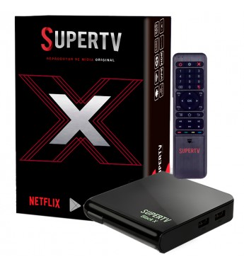 Receptor FTA Super TV Black X 4K Bluetooth/IPTV/Wi-Fi/DLNA/USB/MicroSD/LNB/Bivolt - Negro