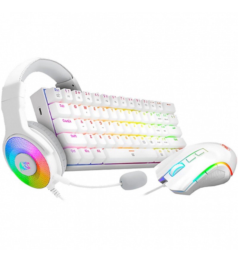 Kit Redragon Gaming Essentials S129W con Teclado + Mouse + Headset - Blanco