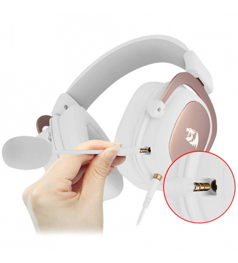 Headset Gaming Redragon ZEUS 2 H510-1 Micrófono Unidireccional/53mm - Blanco/Oro Rose