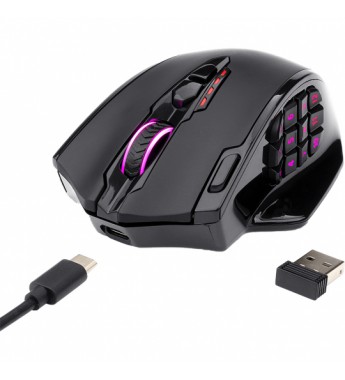 Mouse Inalámbrico Gaming Redragon Impact Elite M913 16000DPI Ajustable/20 Botones - Negro