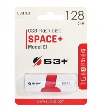 Pendrive S3+ SPACE+ Model E1 3.0 S3PD3003128BK de 128GB USB - Blanco/Rojo