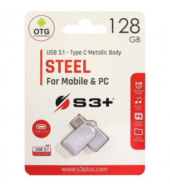 Pendrive S3+ STEEL 3.1 S3PD3104128AL-R de 128GB USB/USB-C - Plata