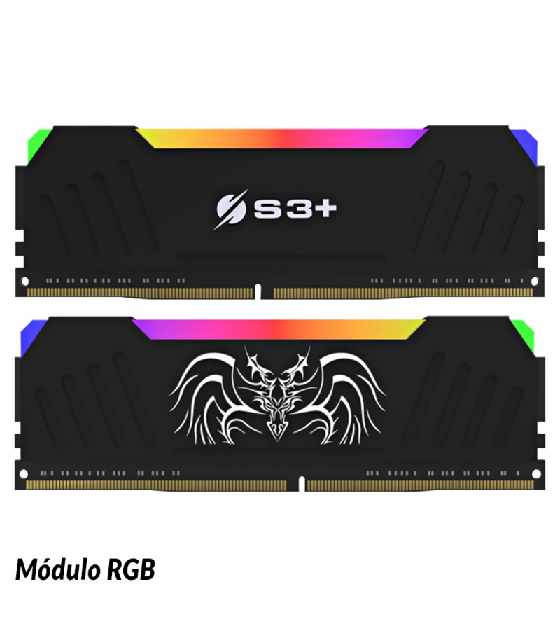 Complemento de Plastico DIMM para PC S3+ DRAGONHEART RGB Kit de 0GB S3WMKIT2RGB DDR4 (2 Módulos RGB) - Negro