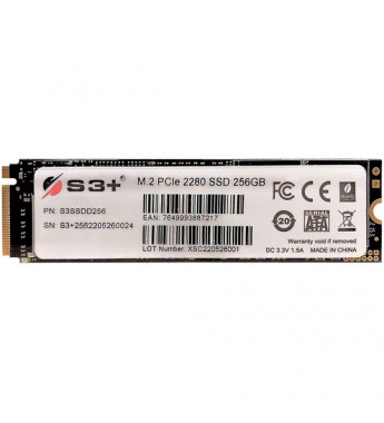 SSD M.2 S3+ NVMe PCIe S3SSDD256 de 256GB hasta 2000MB/s de Lectura