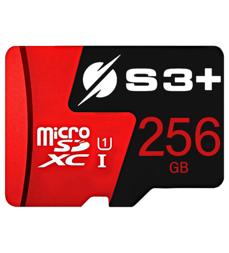 Tarjeta microSDXC de 256GB S3+ S3SDC10V30/256GB UHS-I Class10 - Negro/Rojo