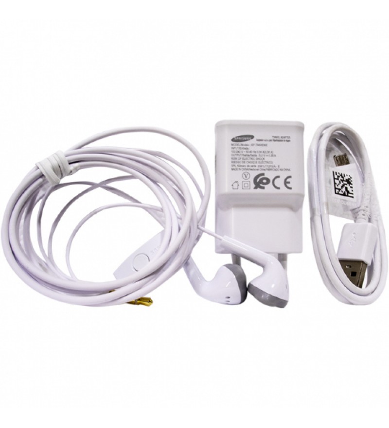 Kit Auricular + Cargador de Pared + Cable MicroUSB Samsung - Blanco
