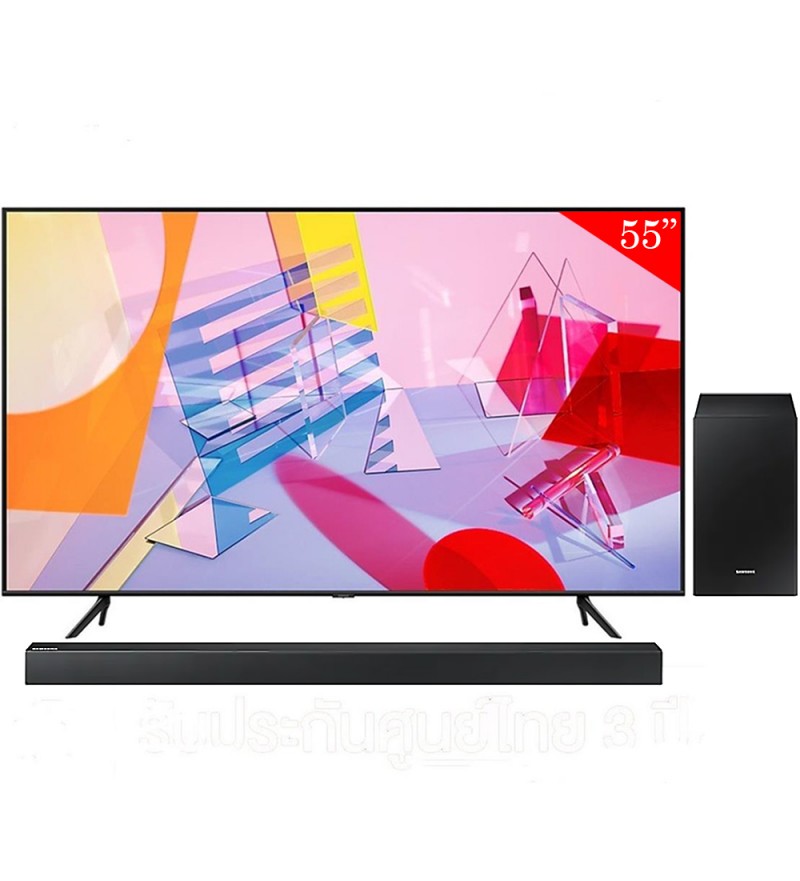 Smart TV LED de 55" Samsung 55Q60T 4K UHD + Soundbar HWR450 de 200W - Negro