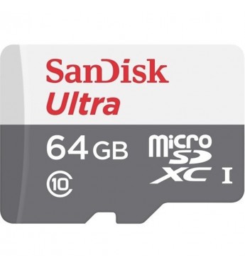 Tarjeta microSD de 64GB SanDisk Ultra SDSQUNR-064G-GN3MA de 100MB/s - Gris/Blanco