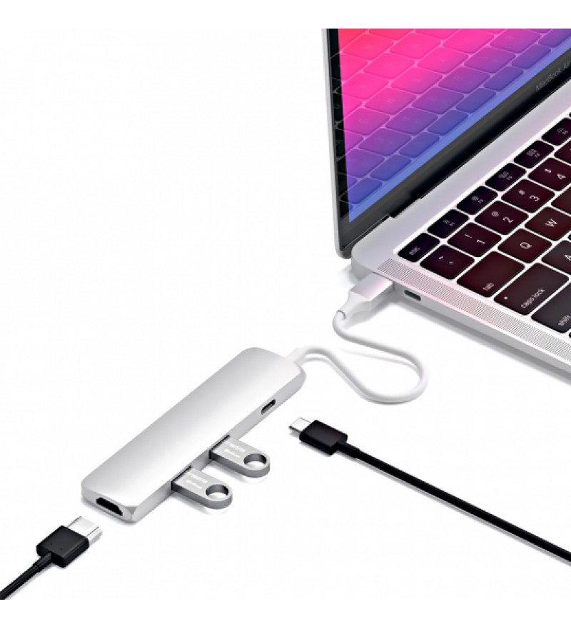 Hub USB-C Satechi Slim Multi-Port ST-CMAS con USB-C/HDMI/USB-A - Silver