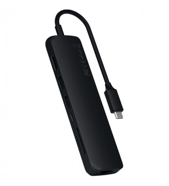Hub USB-C Satechi Slim Multi-Port ST-UCSMA3K con USB-C/HDMI/RJ-45/USB/Lector microSD/SD - Black