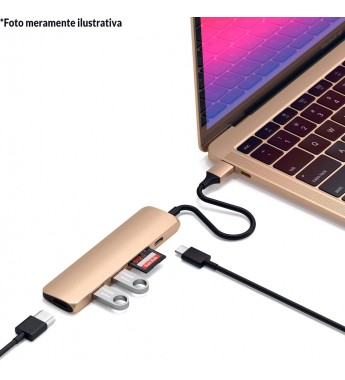Hub USB-C Satechi Slim V2 ST-SCMA2G con USB-C/HDMI/USB/Lector microSD/SD - Gold