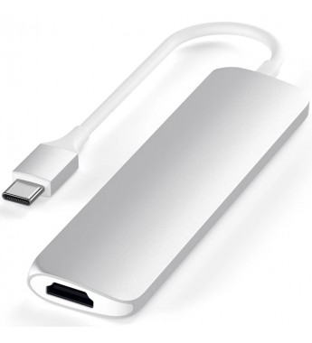 Hub USB-C Satechi Slim V2 ST-SCMA2S con USB-C/HDMI/USB/Lector microSD/SD - Silver