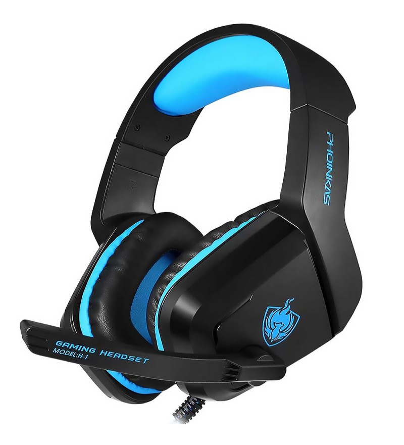 Headset Gaming PHOINiKAS H-1 con Micrófono Retráctil/40 mm - Negro/Azul