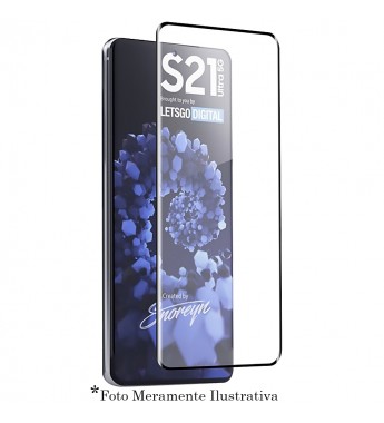 Película de Vidrio 9H 2.5D para Samsung Galaxy S21 Ultra - Transparente/Negro
