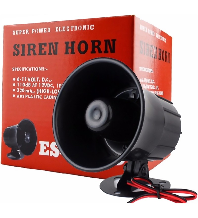 Alarma para Sirena Siren Horn ES-626 15W/12V - Negro
