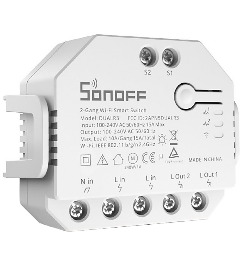 Interruptor Smart Sonoff DUALR3 2-Gang Wi-Fi Smart Switch - Blanco