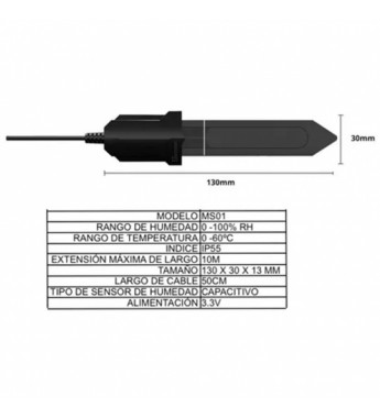 Sensor inteligente de humedad Sonoff MS01 Soil Moisture Sensor - Negro