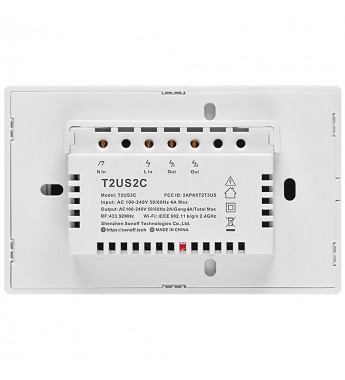 Sonoff T3US3C Interruptor De Pared 3 Botones Wifi y 433 MHz Negro