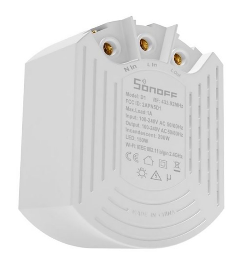 Interruptor Regulador de Luz Sonoff D1 Wi-Fi Smart Dimmer Switch Wi-Fi/Bivolt - Blanco/Gris