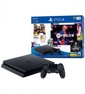 Consola Sony PlayStation 4 CUH2215B 3005404 Slim de 1TB con Wi-Fi/Bluetooth/HDMI/Bivolt/Juego FIFA 21 Incluído - Jet Black