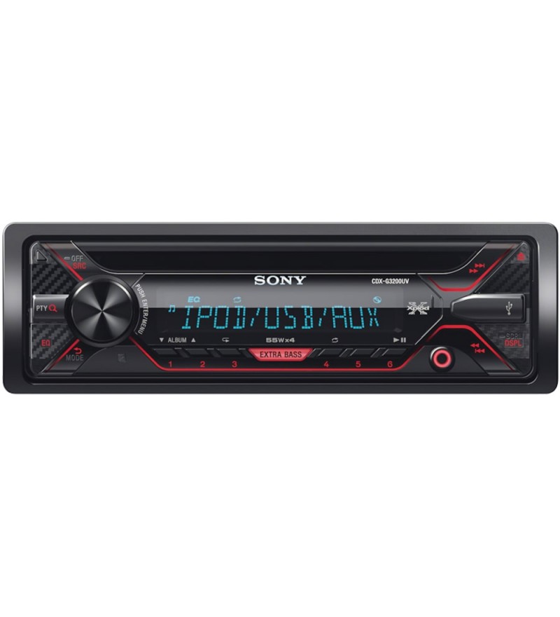 Reproductor de CD Automotriz Sony CDX-G3200UV con USB/AUX - Negro