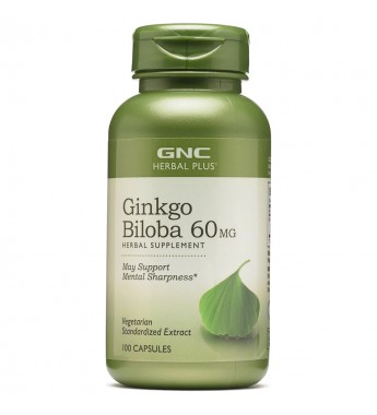 Suplemento GNC Herbal Plus Ginkgo Biloba 60mg - 100 Cápsulas (12917)