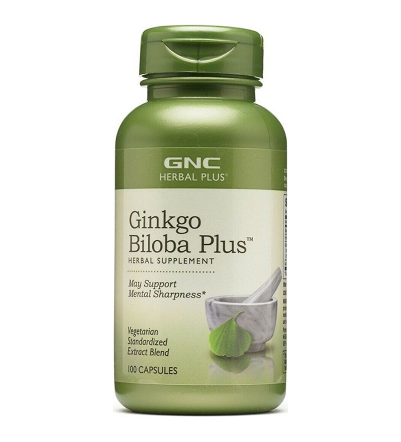 Suplemento GNC Herbal PLUS Ginkgo Biloba Plus - 100 Cápsulas (12841)