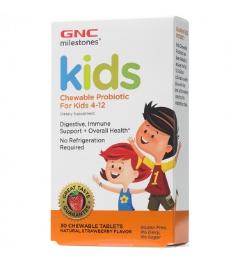 Suplemento GNC Milestones Kids Chewable Probiotic for Kids 4-12 - 30 Comprimidos Masticables