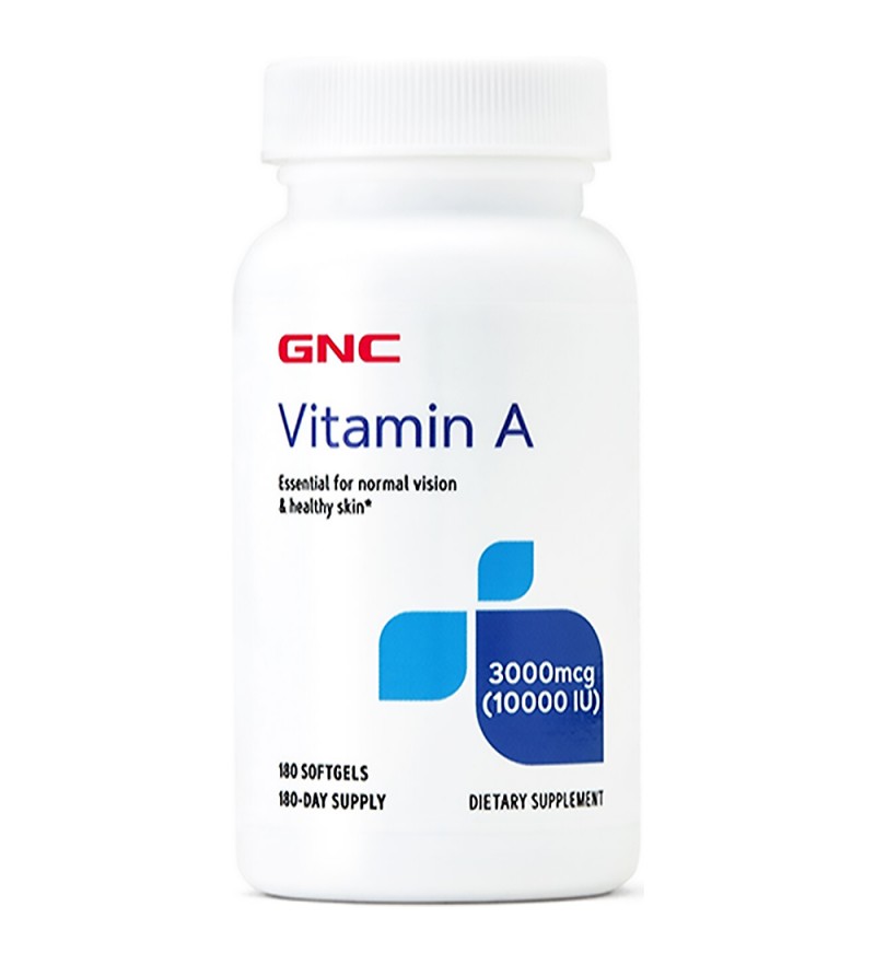 Suplemento GNC Vitamin A 3000mcg (10000IU) - 180 Cápsulas Blandas (20522)