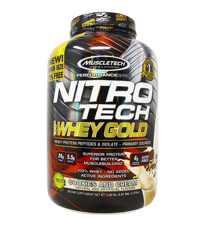 Suplemento Muscletech Nitro Tech 100% Whey Gold Cookies and Cream - 2.50kg (0489)