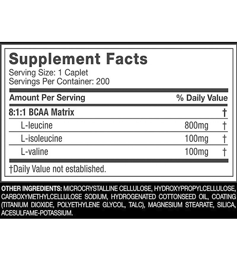 Suplemento Muscletech Platinum BCAA 8:1:1 Formula 1000mg - 200 Comprimidos (60469)