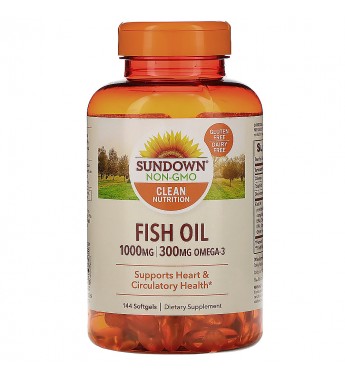 Suplemento Sundown Naturals Fish Oil 1000mg/Omega 3 300mg - 144 Cápsulas Blandas (12336)