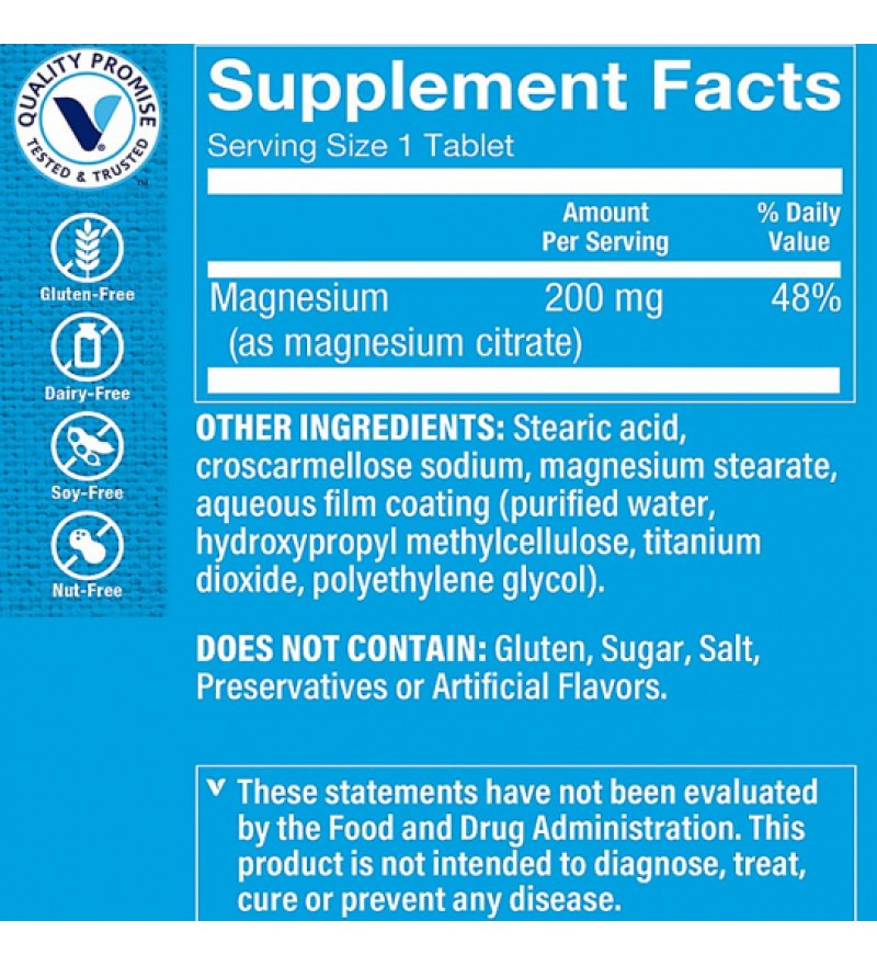 Suplemento The Vitamin Shoope Magnesium Citrate 200MG - 100 Comprimidos (9762)
