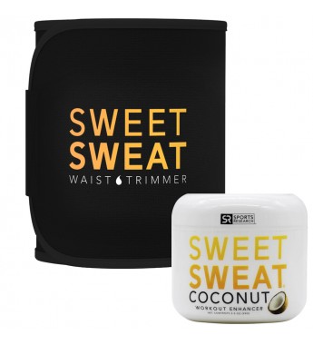 Faja Sweet Sweat Waist Trimmer (M) + Gel Termogénico Coconut - Negro/Amarillo